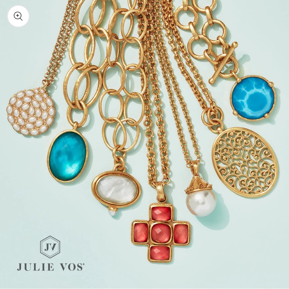 NWT Authentic Luxury Julie Vos Iridescent Charcoal Blue Statement Necklace - Picture 4 of 17